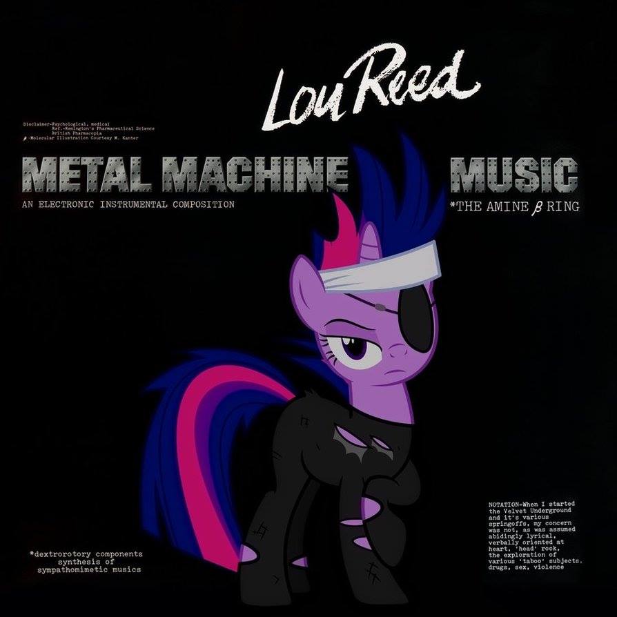 1349045 - safe, twilight sparkle, pony, unicorn, g4, album cover, artifact,  facebook, female, future twilight, lou reed, mare, metal machine music,  parody, ponified album cover, solo - Derpibooru