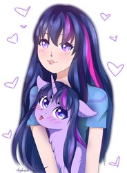 Size: 1356x1841 | Tagged: safe, artist:dragheryson, twilight sparkle, human, g4, female, heart, human ponidox, humanized, self ponidox, simple background, solo, tongue out, white background
