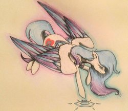 Size: 1024x887 | Tagged: safe, artist:oneiria-fylakas, oc, oc only, pegasus, pony, female, flying, mare, solo, traditional art
