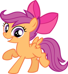 Size: 3035x3305 | Tagged: safe, artist:ironm17, scootaloo, pony, g4, somepony to watch over me, apple bloom's bow, bow, dancing, female, hair bow, high res, looking at you, simple background, smiling, solo, transparent background, vector