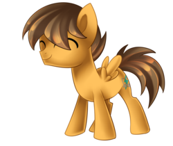 Size: 1552x1302 | Tagged: safe, artist:scarlet-spectrum, oc, oc only, oc:compylight, pegasus, pony, brown hair, colt, commission, eyes closed, male, simple background, smiling, solo, transparent background