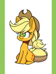 Size: 1500x2000 | Tagged: safe, artist:heir-of-rick, applejack, earth pony, pony, g4, cowboy hat, cute, female, freckles, hat, jackabetes, simple background, sitting, solo, stetson