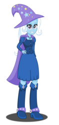 Size: 2279x4811 | Tagged: safe, artist:deannaphantom13, trixie, equestria girls, g4, boots, cape, clothes, fall formal outfits, female, hat, high heel boots, high res, simple background, solo, transparent background, trixie's cape, trixie's hat, vector, wizard hat