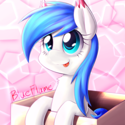 Size: 800x800 | Tagged: safe, artist:yoshimaru, oc, oc only, oc:blue flame, earth pony, pony, box, female, mare, pony in a box, solo