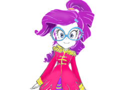 Size: 600x434 | Tagged: safe, artist:cabrony, artist:conoghi, color edit, edit, rarity, equestria girls, friendship through the ages, g4, colored, female, glasses, sgt. rarity, simple background, solo, white background