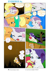 Size: 4545x6424 | Tagged: safe, artist:jeremy3, apple bloom, applejack, rarity, sweetie belle, earth pony, pony, comic:everfree, g4, absurd resolution, cliff, comic, crying, rope