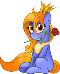 Size: 4856x6010 | Tagged: safe, artist:deyrasd, oc, oc only, earth pony, pony, absurd resolution, crown, female, flower, flower in mouth, jewelry, mare, mouth hold, regalia, rose, simple background, sitting, solo, transparent background, vector