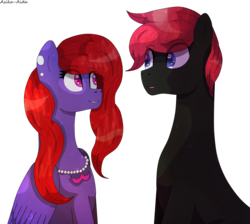 Size: 2890x2593 | Tagged: safe, artist:asika-aida, oc, oc only, earth pony, pegasus, pony, duo, high res, jewelry, male, necklace, pearl necklace, simple background, straight, transparent background