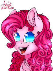 Size: 600x800 | Tagged: safe, artist:erinisanxious, artist:misspastelzinha, artist:princesscrystal36, pinkie pie, earth pony, pony, g4, bust, female, portrait, simple background, smiling, solo, white background