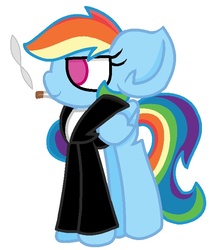 Size: 604x706 | Tagged: safe, artist:thefanficfanpony, rainbow dash, pony, g4, cigarette, clothes, female, greaser, jacket, leather jacket, simple background, solo, white background