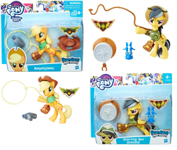Size: 1382x1166 | Tagged: safe, applejack, daring do, g4, official, doll, element of honesty, female, guardians of harmony, idol, irl, lasso, photo, rope, sapphire statue, toy, whip