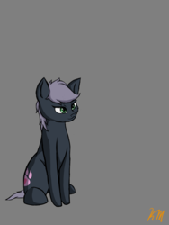 Size: 768x1024 | Tagged: safe, artist:krynnymuffin, oc, oc only, earth pony, pony, gray background, simple background, sitting, solo