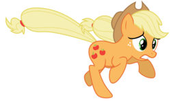 Size: 9137x5563 | Tagged: safe, artist:estories, applejack, earth pony, pony, g4, absurd resolution, female, running, simple background, solo, transparent background, vector, worried