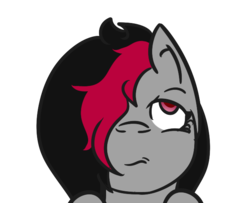 Size: 641x520 | Tagged: safe, artist:lazerblues, oc, oc only, oc:miss eri, earth pony, pony, black and red mane, bored, female, mare, simple background, solo, transparent background, two toned mane