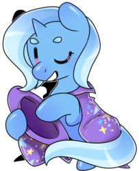 Size: 750x925 | Tagged: safe, artist:snowillusory, trixie, pony, unicorn, g4, cape, clothes, female, grin, hat, mare, one eye closed, simple background, smiling, solo, transparent background, trixie's cape, trixie's hat, wink