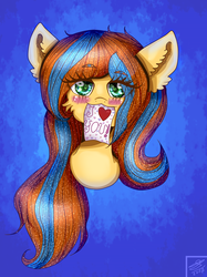 Size: 1147x1533 | Tagged: safe, artist:whitedeorange12, oc, oc only, pony, heart, looking at you, mouth hold, note, solo
