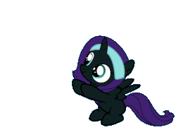 Size: 749x550 | Tagged: safe, artist:sersys, edit, oc, oc only, oc:nyx, alicorn, pony, alicorn oc, animated, cute, female, filly, gif, grimdark source, grin, headband, hoofy-kicks, nyxabetes, offscreen character, open mouth, reaching, simple background, smiling, solo, spread wings, talking, transparent background, upsies, wings