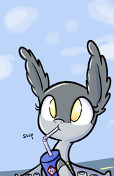 Size: 1248x1920 | Tagged: safe, artist:heir-of-rick, artist:tjpones, oc, oc only, original species, plane pony, pony, collaboration, drink, drinking, drinking straw, ear fluff, plane, sipping, solo, straw