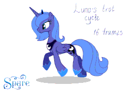 Size: 700x509 | Tagged: safe, artist:stasysolitude, princess luna, alicorn, pony, g4, animated, female, gif, mare, s1 luna, simple background, smiling, solo, trot cycle, trotting, white background
