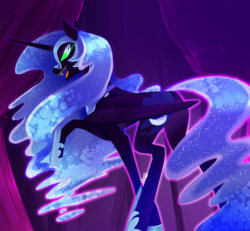 Size: 1300x1200 | Tagged: safe, artist:aliceandamy, nightmare moon, pony, g4, female, looking back, raised hoof, solo