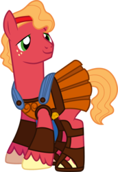 Size: 1001x1458 | Tagged: safe, artist:cloudy glow, big macintosh, earth pony, pony, g4, clothes, clothes swap, cosplay, costume, disney, hercules, male, simple background, solo, stallion, transparent background, vector