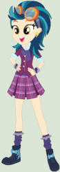 Size: 198x569 | Tagged: safe, artist:ra1nb0wk1tty, indigo zap, equestria girls, g4, clothes, crystal prep academy uniform, female, goggles, school uniform, shoes, socks, solo