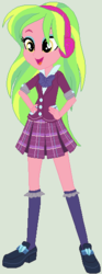 Size: 206x553 | Tagged: safe, artist:ra1nb0wk1tty, lemon zest, equestria girls, g4, clothes, crystal prep academy uniform, female, headphones, school uniform, shoes, socks, solo