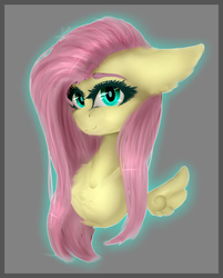 Size: 1232x1534 | Tagged: safe, artist:fellabyss, fluttershy, pony, g4, bust, eyelashes, female, floating wings, floppy ears, looking at you, portrait, solo