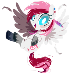 Size: 2401x2497 | Tagged: safe, artist:peachesandcreamated, oc, oc only, oc:rouge swirl, pegasus, pony, feather, female, flying, high res, mare, simple background, solo, transparent background