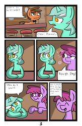 Size: 6742x10342 | Tagged: safe, artist:provolonepone, berry punch, berryshine, lyra heartstrings, oc, comic:lyra's verse, g4, absurd resolution, cider, comic, dialogue, drunk bubbles, eyes closed, floppy ears, get, open mouth, sad, smiling