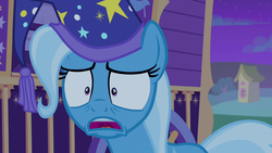 Size: 1280x720 | Tagged: safe, screencap, trixie, pony, g4, to where and back again, female, hat, mare, nightcap, solo, trixie's nightcap, trixie's wagon