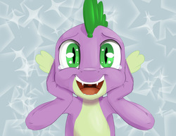 Size: 1280x989 | Tagged: safe, artist:silfoe, spike, dragon, royal sketchbook, g4, crying, happy, male, reaction image, solo