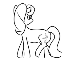 Size: 640x480 | Tagged: safe, anonymous artist, derpibooru exclusive, starlight glimmer, pony, g4, female, looking back, monochrome, raised hoof, raised leg, simple background, solo, white background