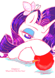 Size: 1654x2339 | Tagged: safe, artist:little-winged-angel, rarity, butterfly, pony, g4, apple, comic cover, cover, cover art, female, food, heart eyes, implied rarijack, solo, wingding eyes