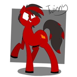 Size: 500x500 | Tagged: safe, artist:goldenled, oc, oc only, oc:twinny, earth pony, pony, brown eyes, commission, cutie mark, facial hair, fire, goatee, male, ponsyona, solo, stallion, ych result