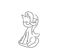 Size: 800x600 | Tagged: safe, anonymous artist, derpibooru exclusive, starlight glimmer, pony, g4, black and white, eyes closed, female, grayscale, hair over one eye, monochrome, simple background, sitting, solo, white background