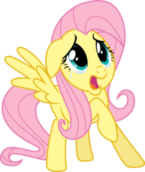Size: 823x970 | Tagged: safe, fluttershy, pegasus, pony, g4, griffon the brush off, crying, female, floppy ears, looking up, open mouth, raised hoof, shocked, simple background, solo, spread wings, surprised, teary eyes, transparent background, vector, wide eyes