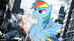 Size: 1600x900 | Tagged: safe, artist:dash2600, rainbow dash, pony, g4, explosion, female, gun, handgun, jason bourne, movie poster, pistol, solo, weapon