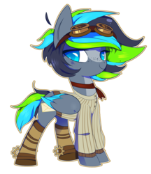Size: 3837x4450 | Tagged: safe, artist:sorasku, oc, oc only, oc:lottie ashmore, pegasus, pony, absurd resolution, clothes, female, goggles, mare, simple background, solo, steampunk, transparent background