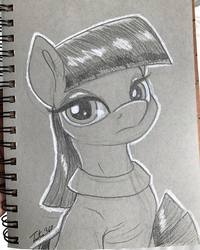 Size: 1080x1349 | Tagged: safe, artist:tsitra360, maud pie, earth pony, pony, g4, bust, female, grayscale, monochrome, solo, traditional art