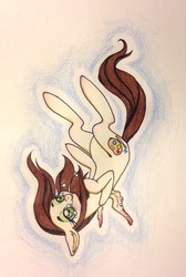 Size: 2060x3063 | Tagged: safe, artist:ameliacostanza, oc, oc only, pony, falling, high res, sad, solo, traditional art