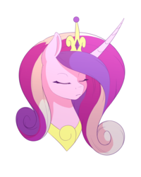 Size: 2400x3000 | Tagged: safe, artist:souladdicted, princess cadance, pony, g4, crown, curved horn, eyes closed, female, high res, horn, jewelry, regalia, simple background, solo, transparent background