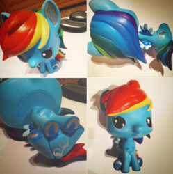 Size: 595x598 | Tagged: safe, artist:brunyee, artist:mesotofu, rainbow dash, pony, g4, adorable face, blushing, colorful, customized toy, cute, funko pop!, irl, paint, photo, solo, toy