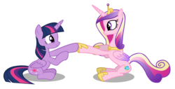 Size: 2000x1019 | Tagged: safe, artist:hendro107, princess cadance, twilight sparkle, alicorn, pony, g4, the times they are a changeling, .psd available, cute, duo, simple background, sisters-in-law, sunshine sunshine, transparent background, twilight sparkle (alicorn), vector