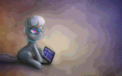 Size: 1920x1200 | Tagged: safe, artist:darkdoomer, silver spoon, earth pony, pony, g4, computer, female, gif, laptop computer, non-animated gif, sitting, solo, thinkpad, wallpaper