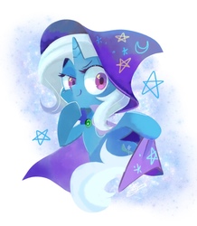 Size: 783x900 | Tagged: safe, artist:sibashen, trixie, pony, unicorn, g4, clothes, female, hat, mare, smiling, solo, trixie's hat
