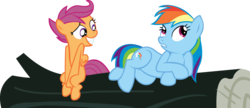 Size: 1024x441 | Tagged: safe, artist:cyanlightning, rainbow dash, scootaloo, g4, my little pony: friendship is magic, sleepless in ponyville, log, simple background, transparent background, vector