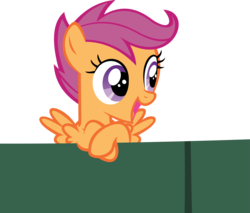 Size: 12101x10290 | Tagged: safe, artist:cyanlightning, scootaloo, g4, the fault in our cutie marks, .svg available, absurd resolution, bust, female, fence, juxtaposition bait, plank, simple background, solo, transparent background, vector