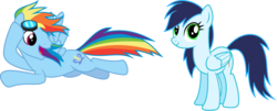 Size: 8544x3464 | Tagged: safe, artist:soarindasher, rainbow dash, soarin', pony, g4, absurd resolution, palette swap, recolor, simple background, white background