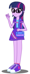 Size: 1239x3072 | Tagged: dead source, safe, artist:drewmwhit, sci-twi, twilight sparkle, equestria girls, g4, alternate universe, clothes, college, converse, female, glasses, looking at you, shoes, simple background, skirt, smiling, solo, transparent background, university